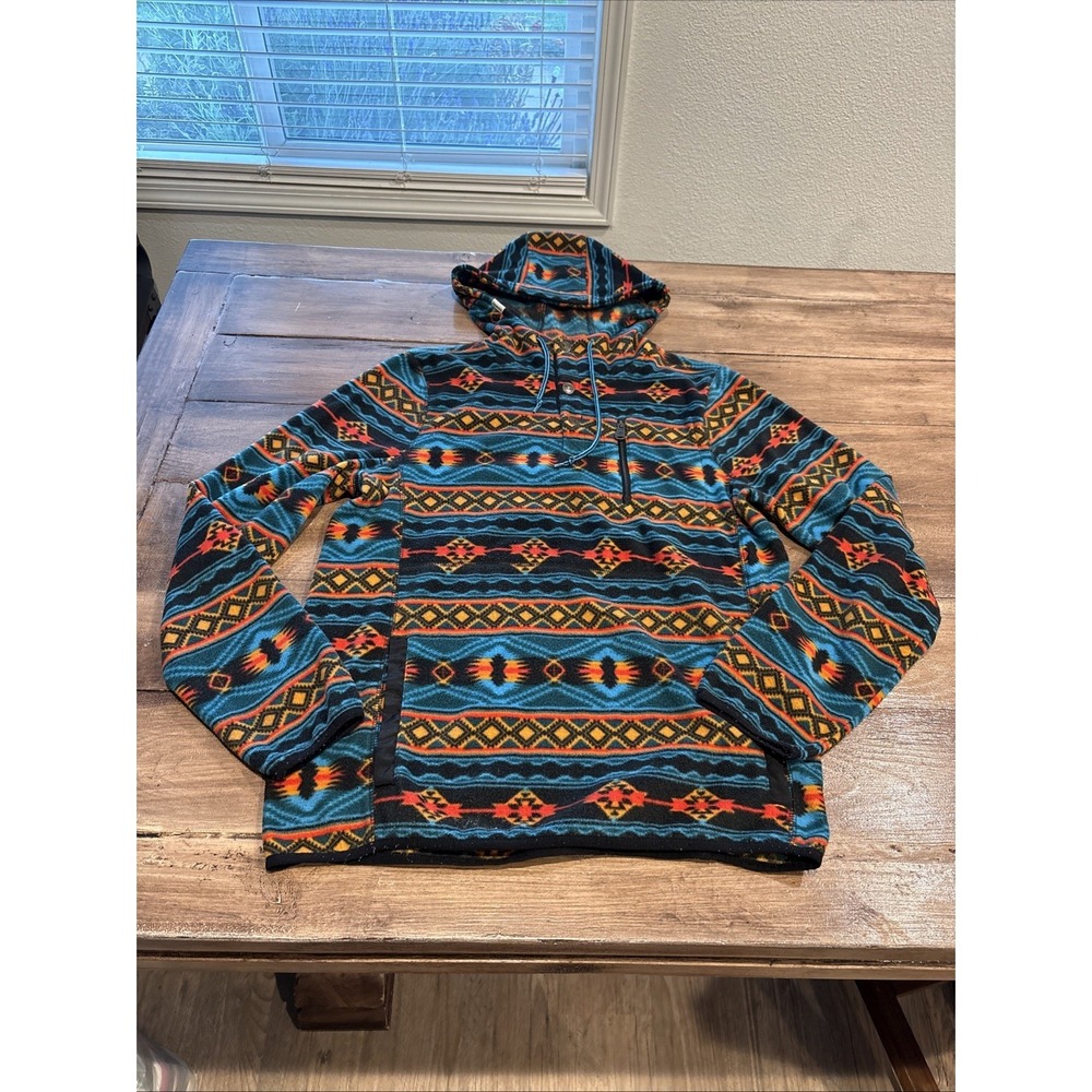 Dravus 1/4 Snap Jacket Mens Medium Aztec Southwestern‎ Fleece Pullover Hooded